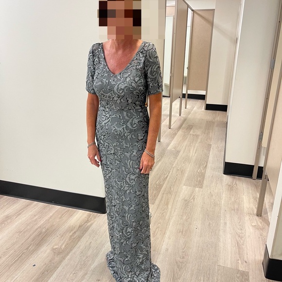 Alex Evenings Womens Gray Sequined Long Party Evening MOB Dress Gown NWT - Picture 9 of 9